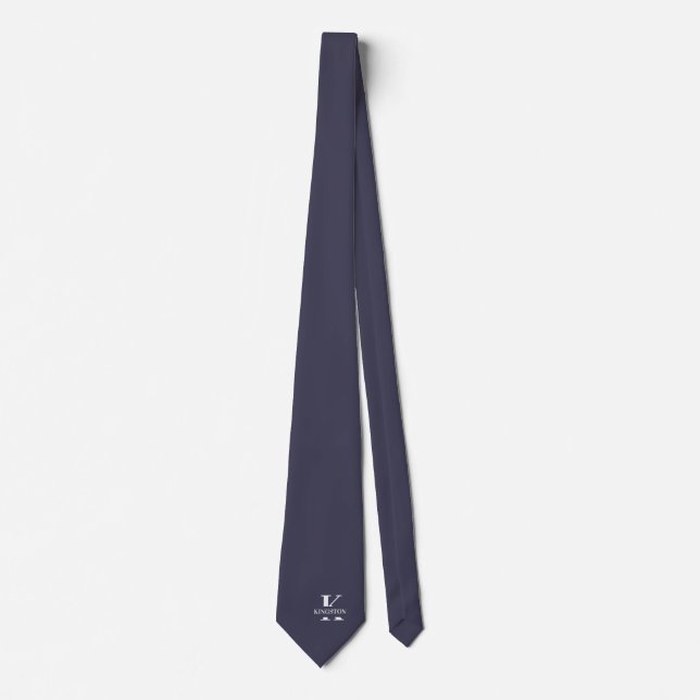 Schiefergraue elegante Monogramm + Name Krawatte (Vorderseite)