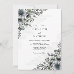 Schiefergraue Moody-Winterhochzeit Einladung