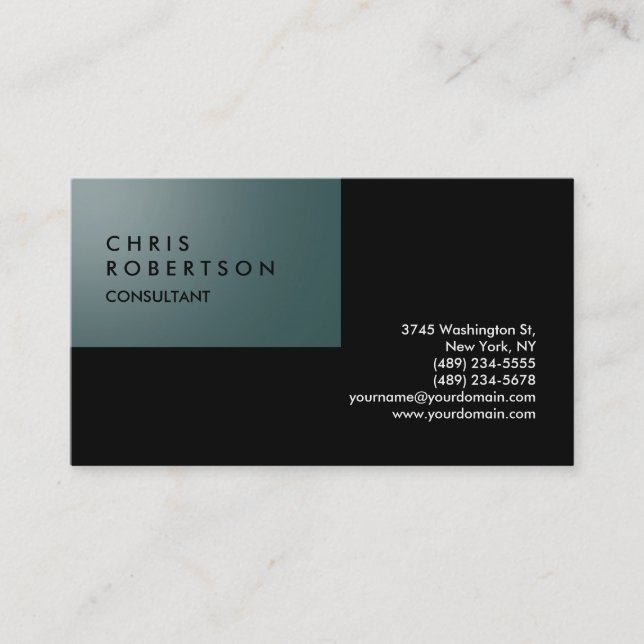 Schiefergraue schwarz Chic Creative Business Card Visitenkarte (Vorderseite)
