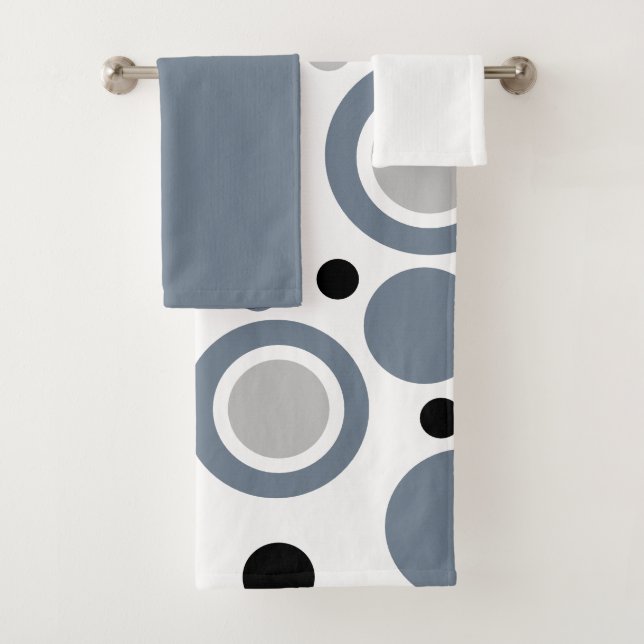 Schiefergraue silberweiße geometrische Soliden Badhandtuch Set (Insitu)
