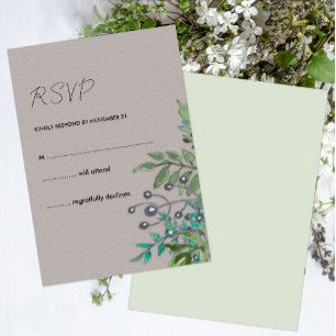 Schiefergraue und waldreiche Grüntöne rustikal RSVP Karte