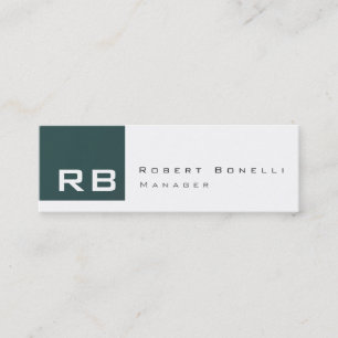 Schiefergraue weiße Monogram Skinny Business Card Mini Visitenkarte