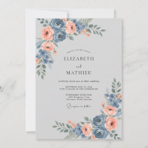 Schieferkorallen-Ranunculus-Sage-Hochzeit Einladung