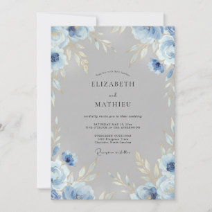 Schieferkornblumen-Blatt-Hochzeit Einladung