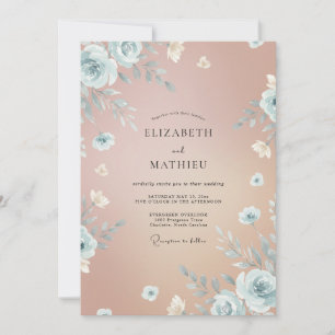 Schieferpfirsich-Aquarell-Hochzeit Einladung
