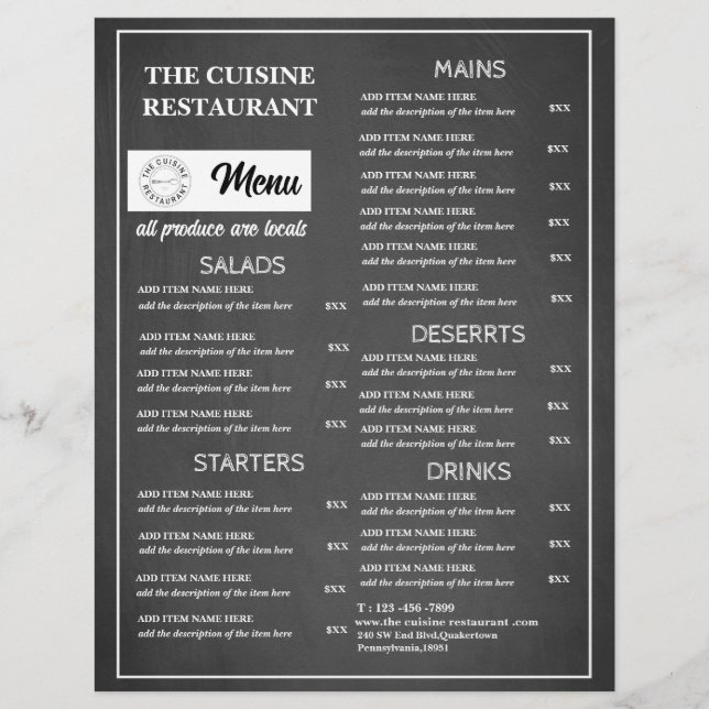 Schiefertafel Restaurant-Logo Flyer (Vorne)