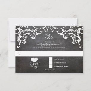 Schiefertafel Süße Herz Initialen Typografie RSVP Einladung