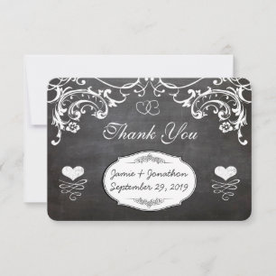 Schiefertafel Süße Herz Initialen Typografie RSVP Karte