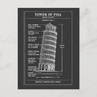 Schiefes Turm von Pisa Blueprint-Kunst Postkarte