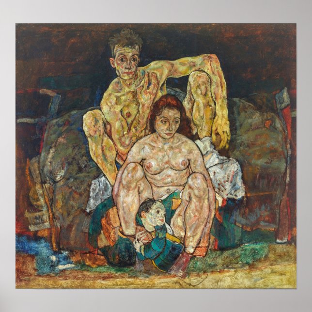 Schiele - Crouching Couple (Familie) Poster (Vorne)