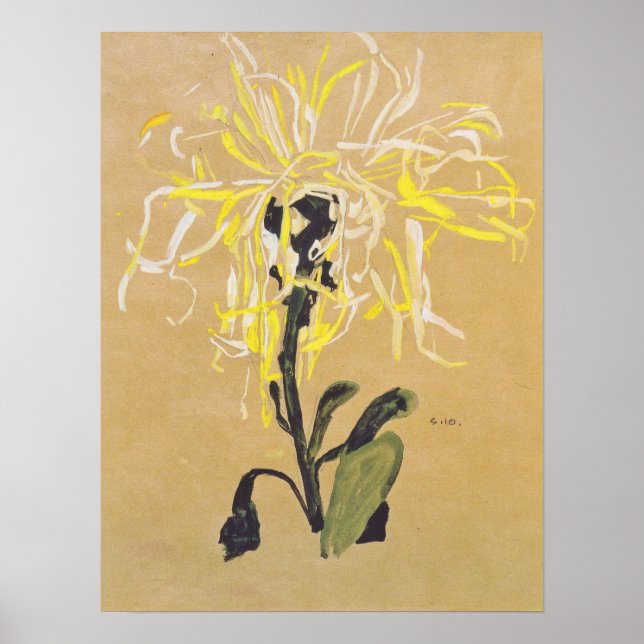 Schiele - Gelbes Chrysanthemum 1910 Poster (Vorne)