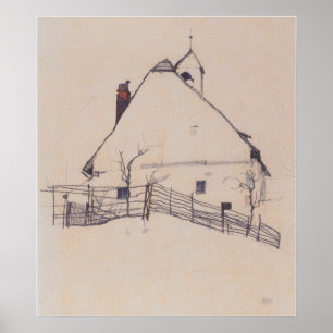 Schiele - Haus mit Glockenturm 1912 Poster