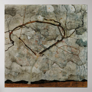 Schiele - Herbstbaum in bewegter Luft (Winterbaum) Poster