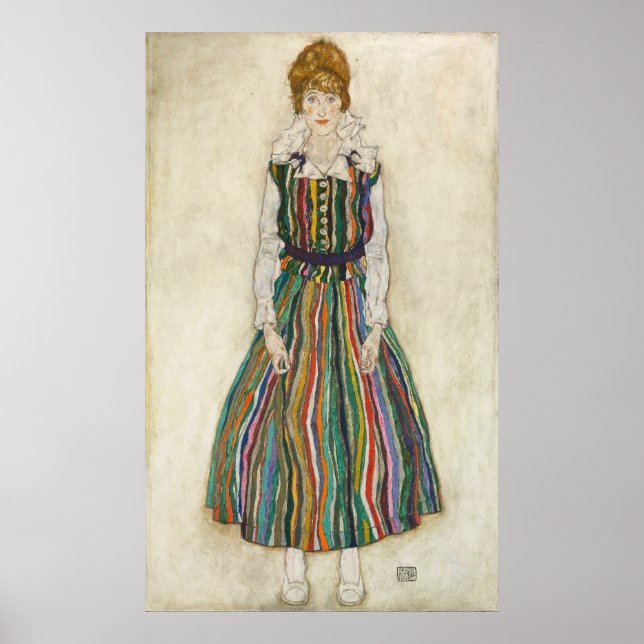Schiele - Portrait of Edith (Ehefrau des Künstlers Poster (Vorne)