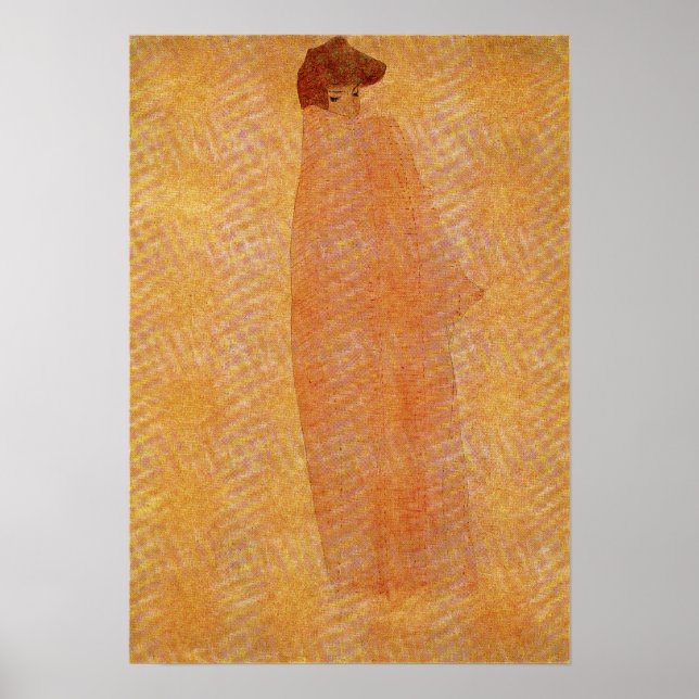 Schiele - Stehende Frau mit langer Frau Poster (Vorne)