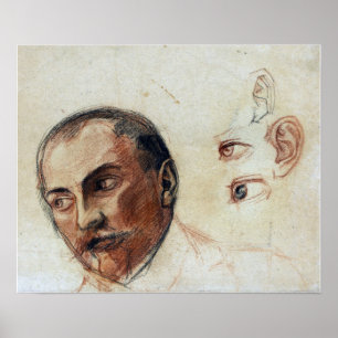 Schiele - Studienblatt (Kopf Augen Ohren) 1906 Poster