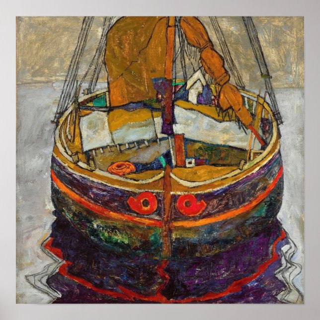Schiele - Trieste Fischerboot Poster (Vorne)