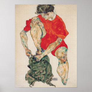Schiele - Weibliches Modell in roter Robe 1914 Poster