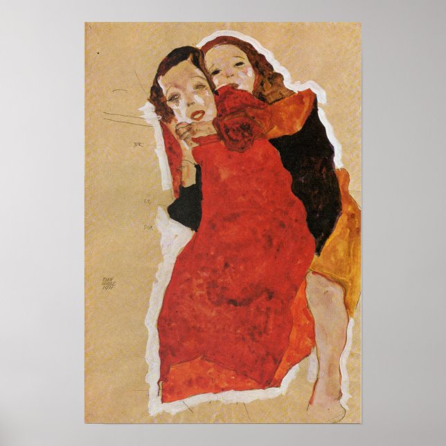 Schiele - zwei Mädchen Poster (Vorne)