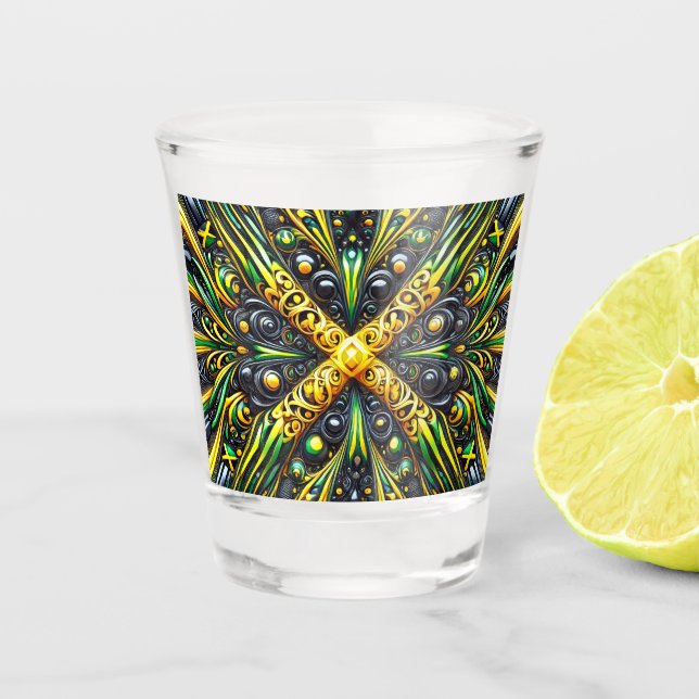 Schießglas mit jamaikanischen Farben Schnapsglas (Vorderseite)