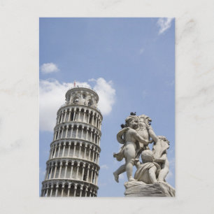 Schießturm von Pisa und Statue, Italien Postkarte