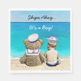Schiff Ahoy, sein Junge, Nautical Baby Dusche Serviette
