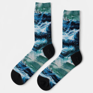 Schiff auf dem Meer im Sturm / Anker und Seil  Socken