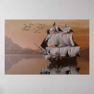 Schiff auf dem Meer Poster