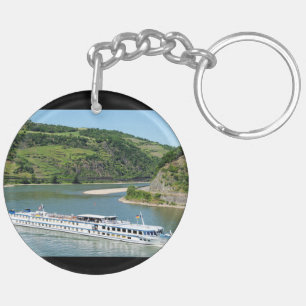 Schiff auf dem Rhein bei Oberwesel Schlüsselanhänger