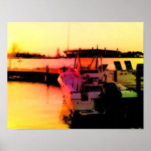 Schiff auf der ruhigen Bucht Poster