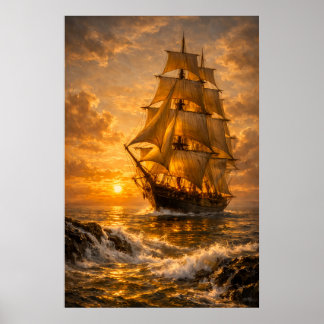 Schiff auf Meer Wandkunst Poster