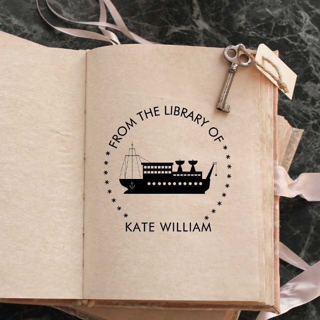 Schiff aus der Bibliothek der runden Briefmarke Permastempel (Von Creator hochgeladen)