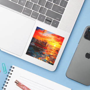 Schiff bei Sunset Aufkleber