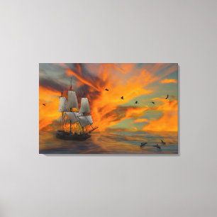Schiff bei Sunset Leinwanddruck