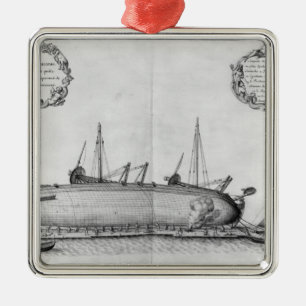 Schiff, das auf seinem Rumpf liegt Ornament Aus Metall