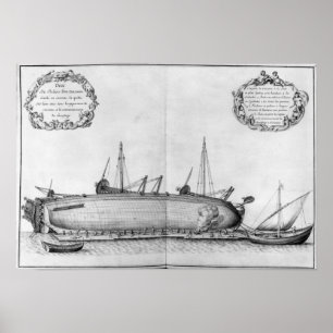Schiff, das auf seinem Rumpf liegt Poster