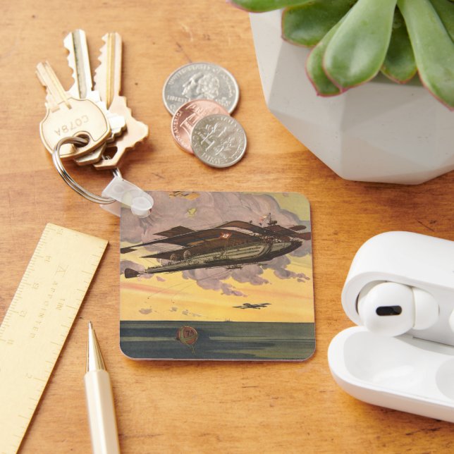 Schiff der Vintagen Science Fiction Schlüsselanhänger (Schreibtisch)