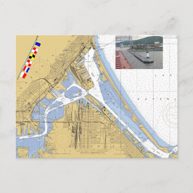 Schiff Duluth, MN Harbour Chart Signal Flags Postkarte (Vorderseite)