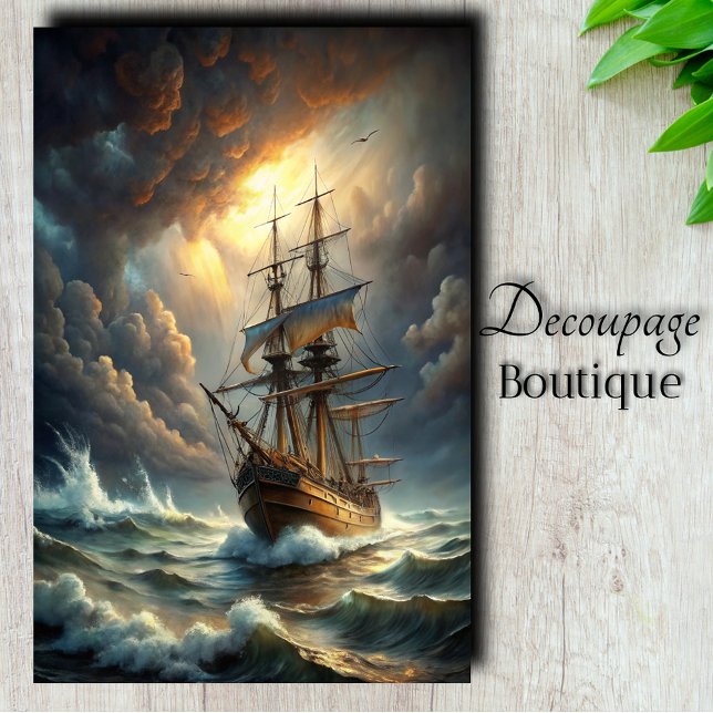 Schiff durch Sturmabsturz Seidenpapier (Ship Through Storm Decoupage Tissue Paper)