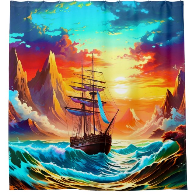 Schiff Duschvorhang (Vorderseite)