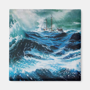 Schiff im Meer im Sturm Magnet