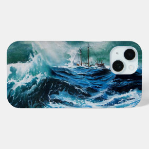 Schiff im Meer im Sturm / Navy Blue title_seo2