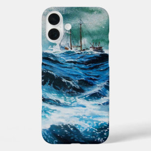 Schiff im Meer im Sturm / Navy Blue title_seo2