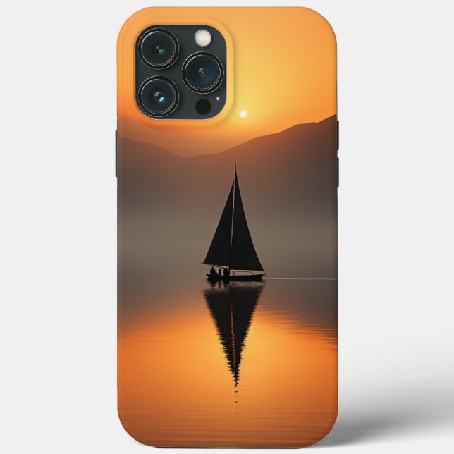 Schiff im See mit Berglandschaft Case-Mate iPhone Hülle (Rückseite)
