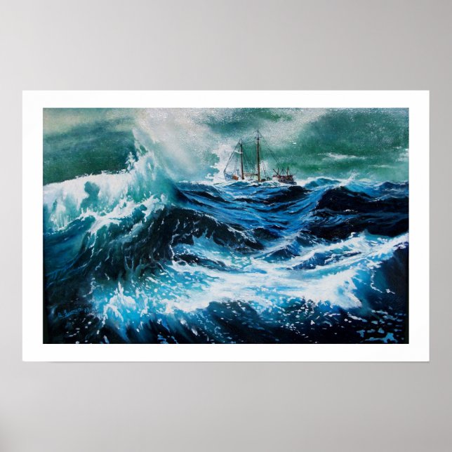 Schiff im Sturm Poster (Vorne)