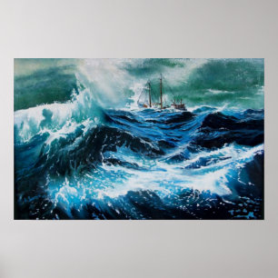 Schiff im Sturm Poster