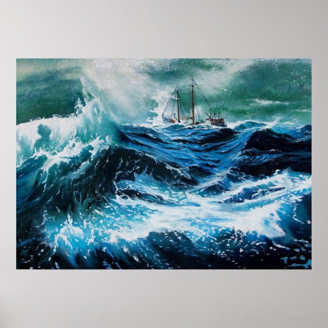 Schiff im Sturm Poster (Vorne)