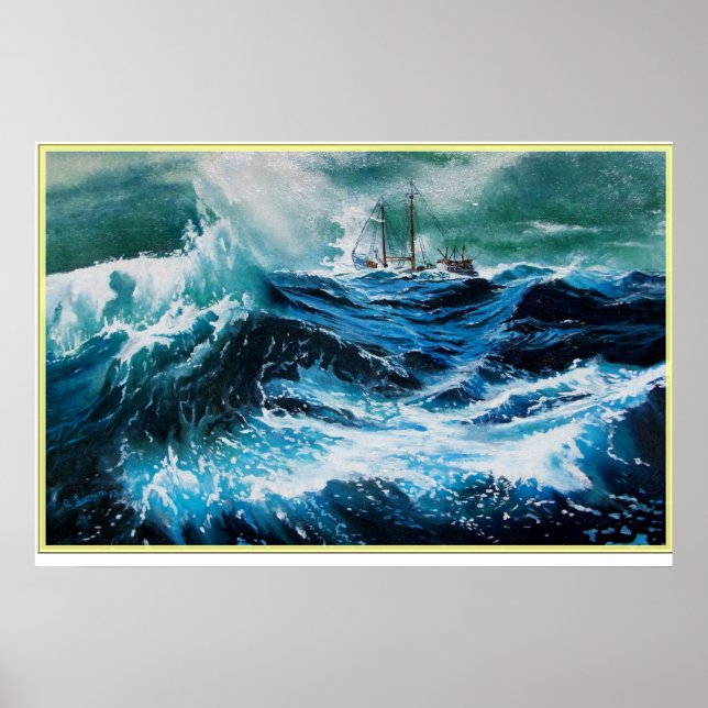 Schiff im Sturm Poster (Vorne)