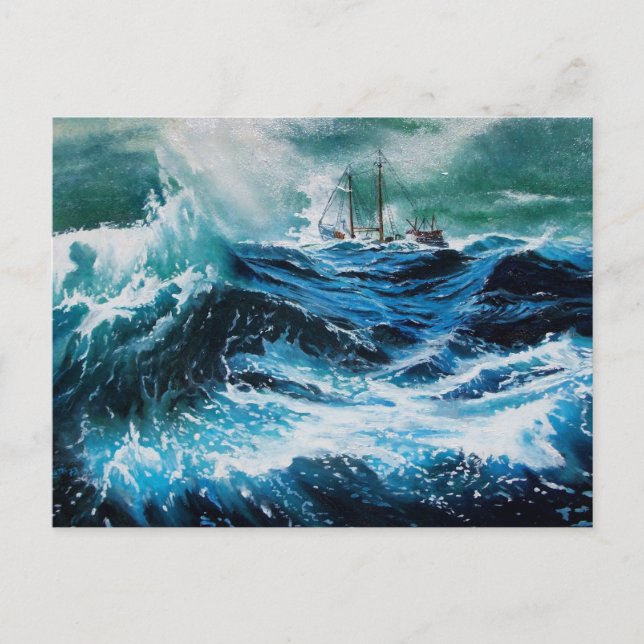 Schiff im Sturm Postkarte (Vorderseite)