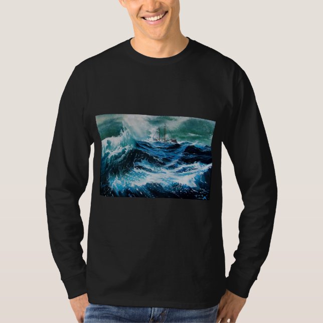 Schiff im Sturm T-Shirt (Vorderseite)